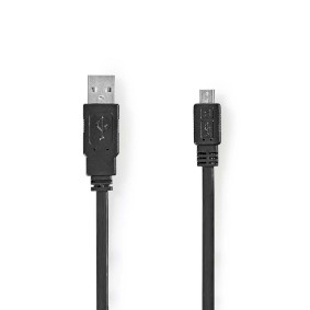CCGP60410BK10 Usb-kabel | usb 2.0 | usb-a male | usb micro-b male | 480 mbps | vernikkeld | 1.00 m | plat | pvc | 
