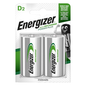 ENRD2500P2 Oplaadbare nimh-batterij d | 1.2 v dc | 2500 mah | voorgeladen | 2-blister | hr20 | zilver