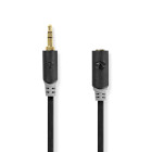 CABW22050AT10 Stereo-audiokabel | 3,5 mm male | 3,5 mm female | verguld | 1.00 m | rond | antraciet | doos