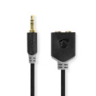 CABW22100AT02 Stereo-audiokabel | 3,5 mm male | 2x 3,5 mm female | verguld | 0.20 m | rond | antraciet | doos