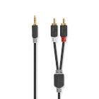 CABW22200AT05 Stereo-audiokabel | 3,5 mm male | 2x rca male | verguld | 0.50 m | rond | antraciet | doos