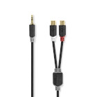 CABW22250AT02 Stereo-audiokabel | 3,5 mm male | 2x rca female | verguld | 0.20 m | rond | antraciet | doos