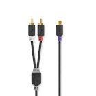 CABW24020AT02 Stereo-audiokabel | 2x rca male | rca female | verguld | 0.20 m | rond | antraciet | doos