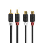 CABW24205AT20 Stereo-audiokabel | 2x rca male | 2x rca female | verguld | 2.00 m | rond | antraciet | doos