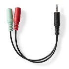 CAGB22150BK02 Stereo-audiokabel | 3,5 mm male | 2x 3,5 mm female | vernikkeld | 0.20 m | rond | antraciet | doos