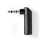 CAGB22980BK Stereo-audioadapter | 3,5 mm male | 3,5 mm female | vernikkeld | 90° gehoekt | metaal | zwart |