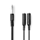 CAGB23110BK02 Stereo-audiokabel | 6,35 mm male | 2x 6,35 mm female | vernikkeld | 0.20 m | rond | doos