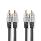 CAGC24200AT075 Stereo-audiokabel | 2x rca male | 2x rca male | verguld | 0.80 m | rond | antraciet | doos