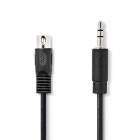 CAGL20100BK20 Din-audiokabel | din 5-pins male | 3,5 mm male | vernikkeld | 2.00 m | rond | pvc | zwart | label