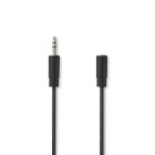 CAGL22050BK100 Stereo-audiokabel | 3,5 mm male | 3,5 mm female | vernikkeld | 10.0 m | rond | zwart | label