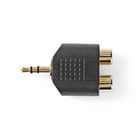 CAGP22940BKG Stereo-audioadapter | 3,5 mm male | 2x rca female | verguld | recht | abs | zwart | 10 stuks | envel