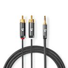 CATB22200GY50 Stereo-audiokabel | 3,5 mm male | 2x rca male | verguld | 5.00 m | rond | gun metal grijs | cover wi