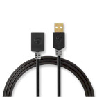 CCBW60010AT30 Usb-kabel | usb 2.0 | usb-a male | usb-a female | 480 mbps | verguld | 3.00 m | rond | pvc | antraci