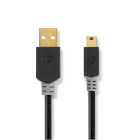 CCBW60300AT20 Usb-kabel | usb 2.0 | usb-a male | usb mini-b 5-pins male | 480 mbps | verguld | 2.00 m | rond | pvc