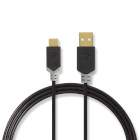 CCBW60601AT20 Usb-kabel | usb 2.0 | usb-a male | usb-c™ male | 60 w | 480 mbps | verguld | 2.00 m | rond | p