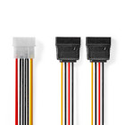 CCGB73520VA015 Interne voedingskabel | molex male | 2x sata 15-pins female | verguld | 0.15 m | rond | pvc | multic