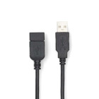 CCGL60010BK20 Usb-kabel | usb 2.0 | usb-a male | usb-a female | 480 mbps | vernikkeld | 2.00 m | rond | pvc | zwar