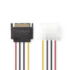 CCGP73530VA015 Interne voedingskabel | sata 15-pins male | molex female | verguld | 0.15 m | rond | pvc | multicolo