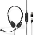 CHSTU110BK Pc-headset | on-ear | stereo | usb type-a / usb type-c™ | inklapbare microfoon | zwart