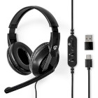CHSTU210BK Pc-headset | over-ear | stereo | usb type-a / usb type-c™ | inklapbare microfoon | zwart