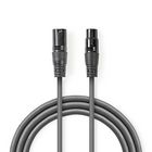 COTG15010GY100 Gebalanceerde audiokabel | xlr 3-pins male | xlr 3-pins female | vernikkeld | 10.0 m | rond | pvc | 