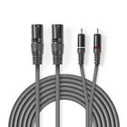 COTH15210GY15 Gebalanceerde audiokabel | 2x xlr 3-pins male | 2x rca male | vernikkeld | 1.50 m | rond | pvc | don