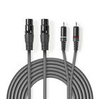 COTH15230GY15 Gebalanceerde audiokabel | 2x xlr 3-pins female | 2x rca male | vernikkeld | 1.50 m | rond | pvc | d