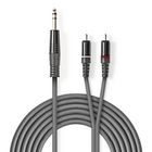 COTH23300GY15 Stereo-audiokabel | 6,35 mm male | 2x rca male | vernikkeld | 1.50 m | rond | donkergrijs | kartonne