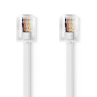 TCGL90200WT20 Telecomkabel | rj11 male | rj11 male | 2.00 m | kabel design: plat | goud verguld | kabeltype: rj11 