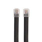 TCGL90300BK10 Telecomkabel | rj12 male | rj12 male | 1.00 m | kabel design: plat | kabeltype: rj12 | zwart