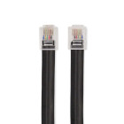 TCGL90300BK10 Telecomkabel | rj12 male | rj12 male | 1.00 m | kabel design: plat | kabeltype: rj12 | zwart | label