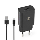WCHAM105ABK Oplader | 5 w | 1.0 a | outputs: 1 | usb-a | micro-usb | 1.00 m | single voltage output | zwart