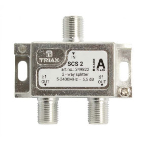 100349802 Satelliet splitter f-connector 6.2 db / 5-2400 mhz - 2 uitgangen