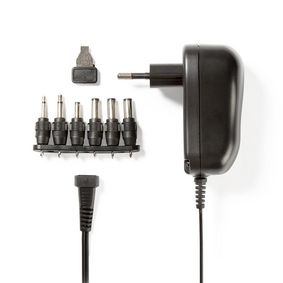 ACPA001 Universele ac-stroomadapter | 12 w | 3 - 12 v dc | 1.80 m | 1 a a | 6 plug(s) | zwart