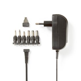 ACPA002 Universele ac-stroomadapter | 18 w | 3 - 12 v dc | 1.80 m | 1.5 / 2.1 a | 6 plug(s) | zwart