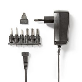 ACPA006 Universele ac-stroomadapter | 7.2 w | 3 - 12 v dc | 1.80 m | 0,6 a a | 6 plug(s) | zwart