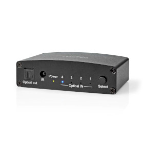 ASWI2514BK Digitale audio-switch | 4-wegs | input: dc power / 4x toslink | output: toslink female | afstandsbed
