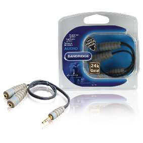BAL3200 Stereo audiokabel 3.5 mm male - 2x 3.5 mm female 0.20 m blauw