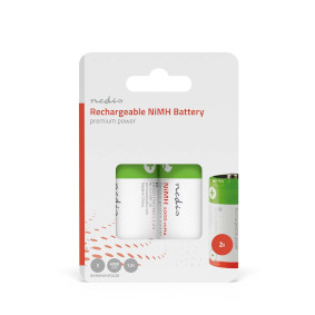 BANM40HR202B Oplaadbare nimh-batterij d | 1.2 v dc | 4000 mah | voorgeladen | 2-blister | hr20 | groen / rood