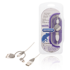 BBM39410W10 3-in-1 data en oplaadkabel usb a male - micro-b male 1.00 m wit