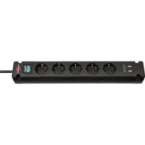 BN-1150660315 Bremounta 5-voudige stekkerdoos met 2 usb-laadbussen zwart 3,00 m type f