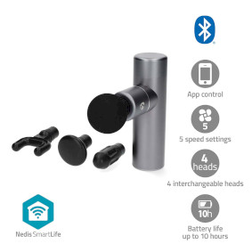 BTHMSG10GY Smartlife sportmassagepistool | accu gevoed | n/a | oplaadbaar | 5 massage modes | bolvormige kop / 