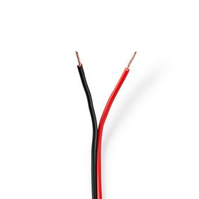 CABR0750BK1000 Speaker-kabel | 2x 0.75 mm² | koper | 100.0 m | rond | pvc | rood / zwart | rol