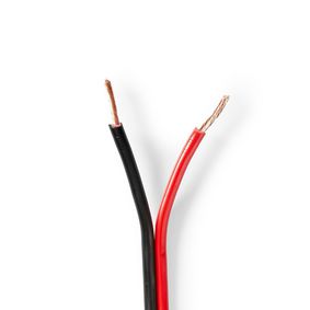 CABR1500BK1000 Speaker-kabel | 2x 1.50 mm² | koper | 100.0 m | rond | pvc | rood / zwart | rol