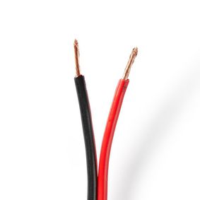 CABR2500BK1000 Speaker-kabel | 2 x 2.50 mm² | koper | 100.0 m | rond | pvc | rood / zwart | rol