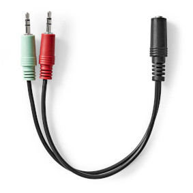 CAGB22160BK02 Stereo-audiokabel | 3,5 mm female | 2x 3,5 mm male | vernikkeld | 0.20 m | rond | zwart | doos