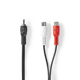 CAGB24010BK02 Subwoofer-kabel | rca male | 2x rca female | vernikkeld | 0.20 m | rond | 5.0 x 2.5 mm | zwart | doo
