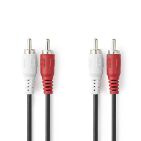 CAGB24200BK20 Stereo-audiokabel | 2x rca male | 2x rca male | vernikkeld | 2.00 m | rond | zwart | doos