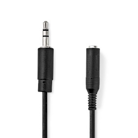CAGP22550BK02 Stereo-audiokabel | 3,5 mm male | 6,35 mm female | vernikkeld | 0.20 m | rond | zwart | envelop