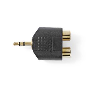 CAGP22940BKG Stereo-audioadapter | 3,5 mm male | 2x rca female | verguld | recht | abs | zwart | 10 stuks | envel